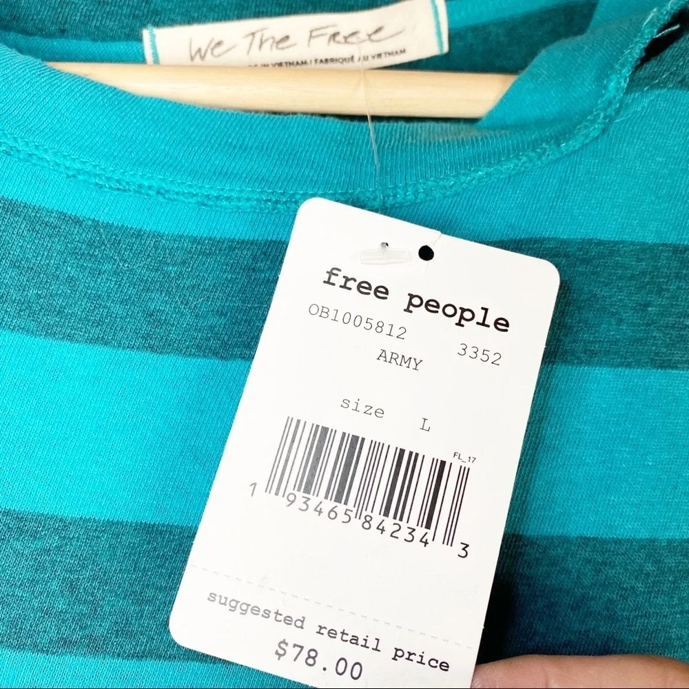 NEW Free People Twist Stripe Tank Distressed Top L